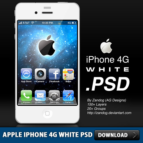 アップル Iphone の 4 G ホワイト Psd 無料素材のフリーpsd