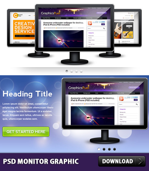 モニターのグラフィック無料の PSD テンプレート