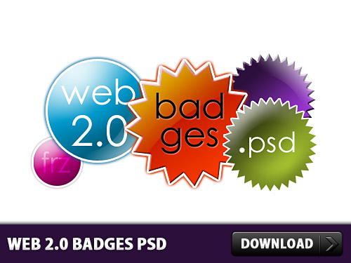 Web 2.0 のバッジ無料 psd ファイル