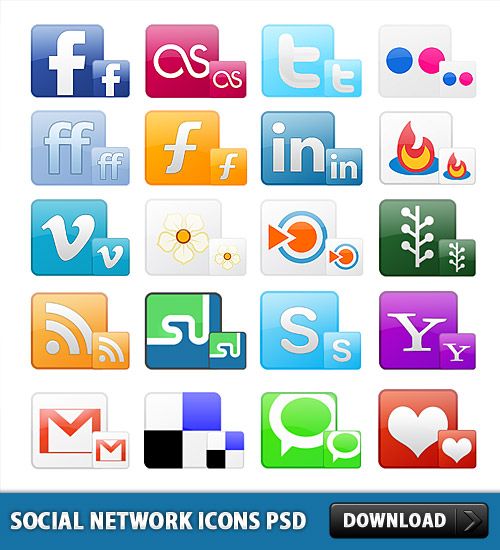 ソーシャル ネットワークのアイコン無料 psd ファイル