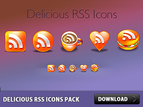 無料のおいしいの RSS アイコン パック PSD ファイル