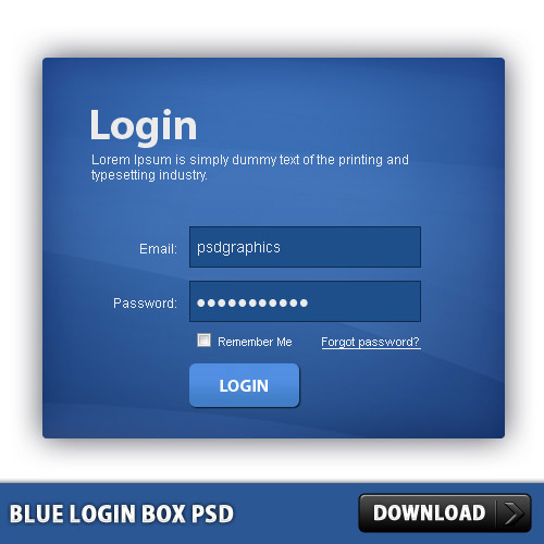 青いログイン ボックス無料 psd ファイル