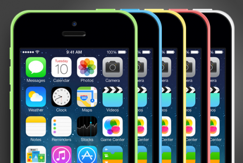 iPhone 5 C PSD モックアップ