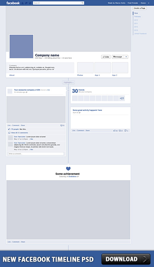 新しい Facebook のタイムライン Psd 無料素材のフリーpsd