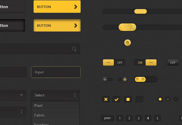 暗い金無料 PSD UI キット