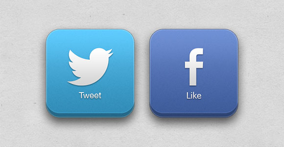 Facebook と Twitter の Psd の 3 D ボタンfacebook と Twitter の Psd の 3 D ボタン 無料素材 のフリーpsd