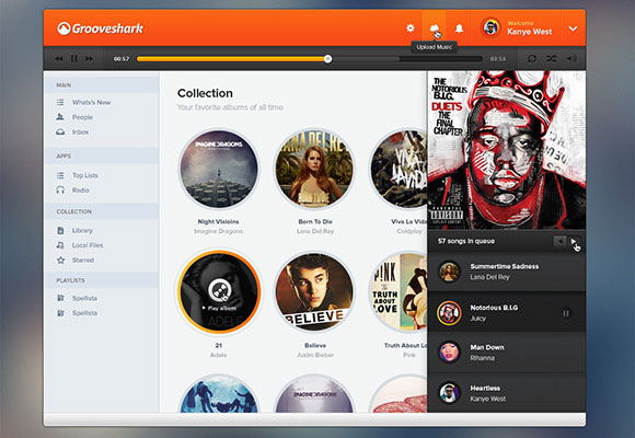 Grooveshark UI 一新 PSD