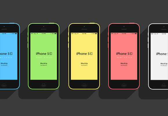 Iphone 5 の C 平らなモックアップ Psd 無料素材のフリーpsd